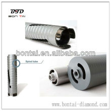 Laser welded spiral dry drill core bits